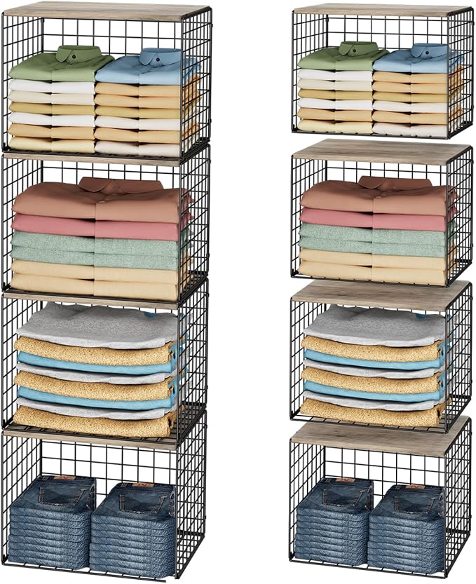 4PCS Wider Closet Organizers and Storage, Stackable Closet Shelf Organizer by Cidaziya