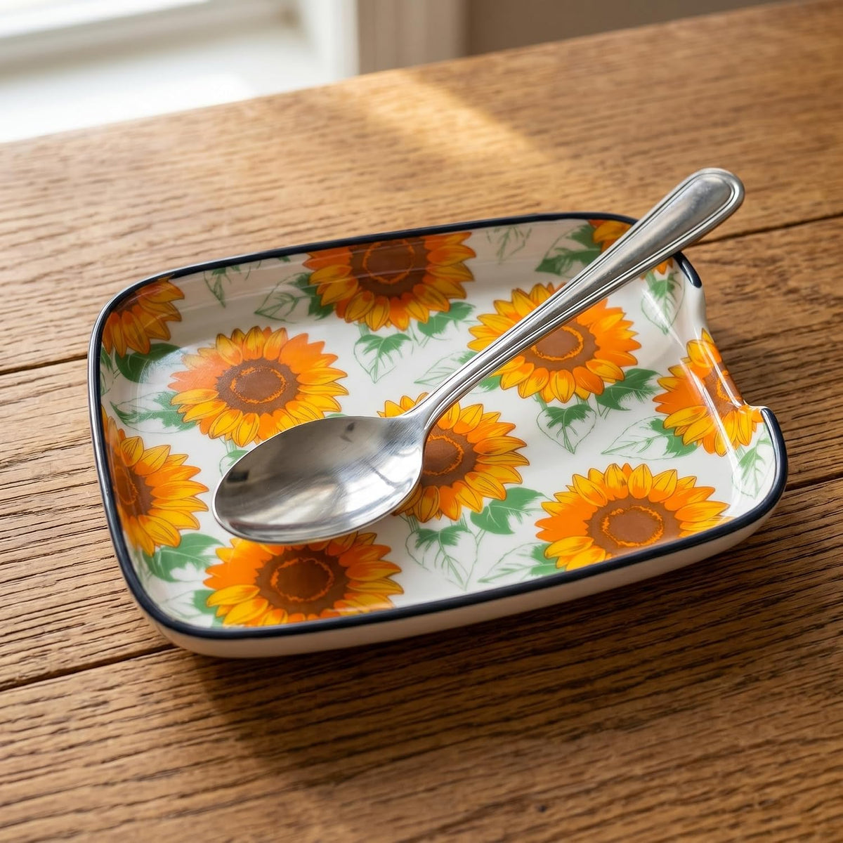 Sunflower Ceramic Spoon Rest for Stove Top for Kitchen Counter