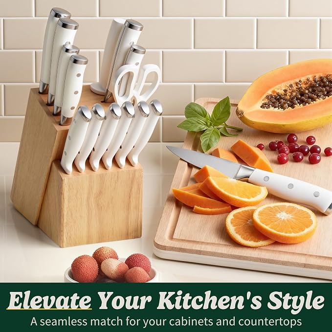 Knife Set, 15 Piece Premium Chef High Carbon Stainless Steel Kitchen Knife - Image 2