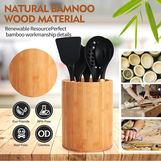 Bamboo Utensil Holder, Large Utensil Holders - Image 5