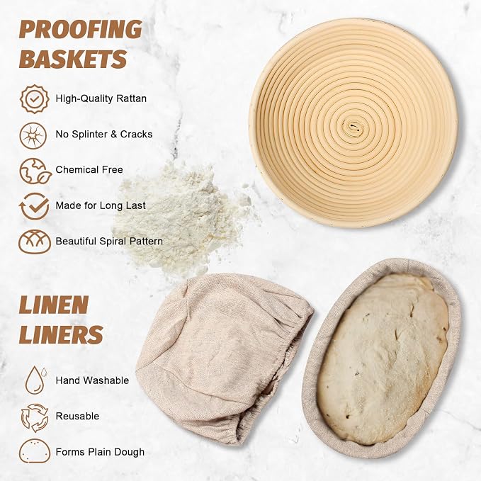 Sourdough Proofing Basket Gift Set, Sourdough Baskets - Image 2