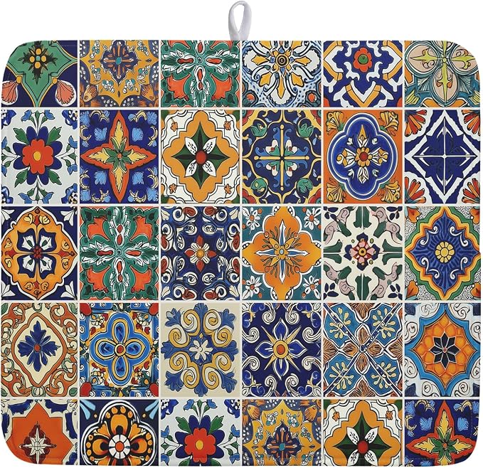Talavera Mexican Tiles Dish Drying Mat by Kawani