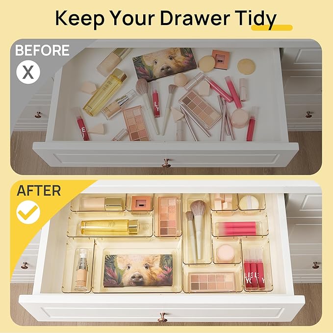 Vtopmart 25 PCS Clear Plastic Drawer Organizers Set, 4-Size Versatile Bathroom - Image 2