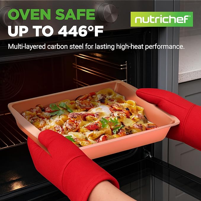 NutriChef 5‑Piece Non‑Stick Bakeware Set – Premium Carbon Steel Baking Pans Set - Image 2