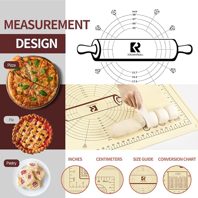 Silicone Baking Mat, Extra Thick Dough Rolling Pad - Image 4