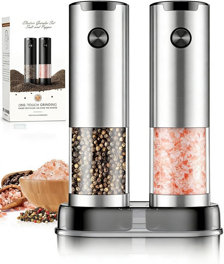 Electric Salt and Pepper Grinder Set Automatic Battery Pepper Mill Shakers - Image 4