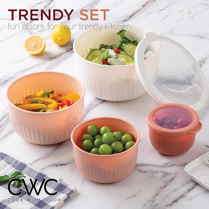 COOK WITH COLOR Prep Bowls with Lids- Wide and Deep Nesting Plastic Small - Image 4