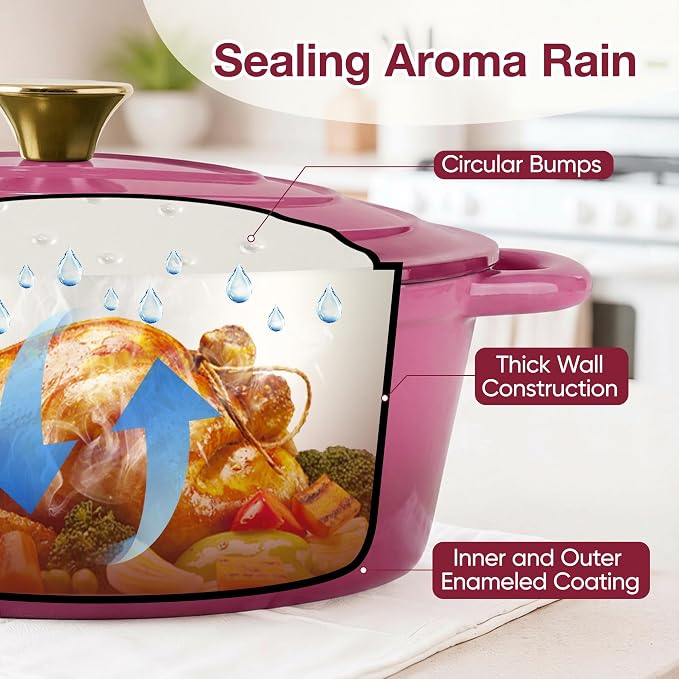 Oval Dutch Oven for Bread Baking, 4.5 Quart Non Stick Enameled Cast Iron Dutch - Image 5