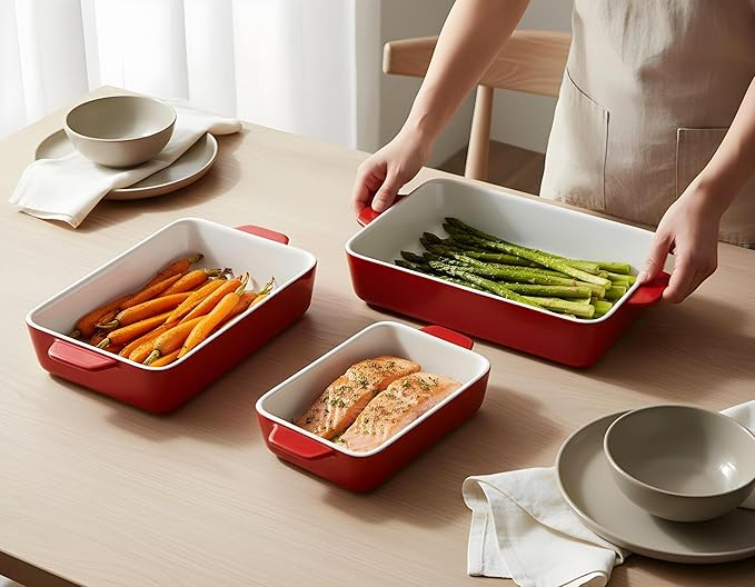 Kook Ceramic Bakeware Set, Rectangular Baking Dishes, - Image 2