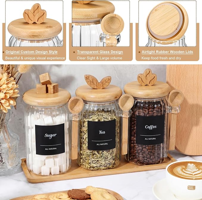 Suclain 3 Pcs Glass Coffee Container - Image 3