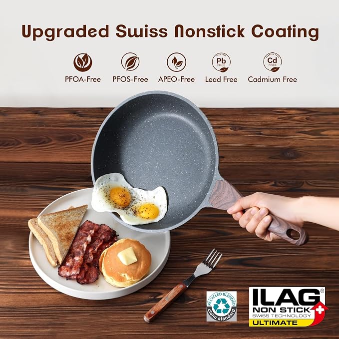 SENSARTE Nonstick Frying Pan Skillets, Swiss Granite Coating Omelette Pans - Image 2