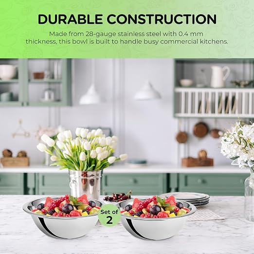 OCS Parts 0.75 Quart Mixing Bowls | Set of 2 | 7-Inch Stainless Steel - Image 3