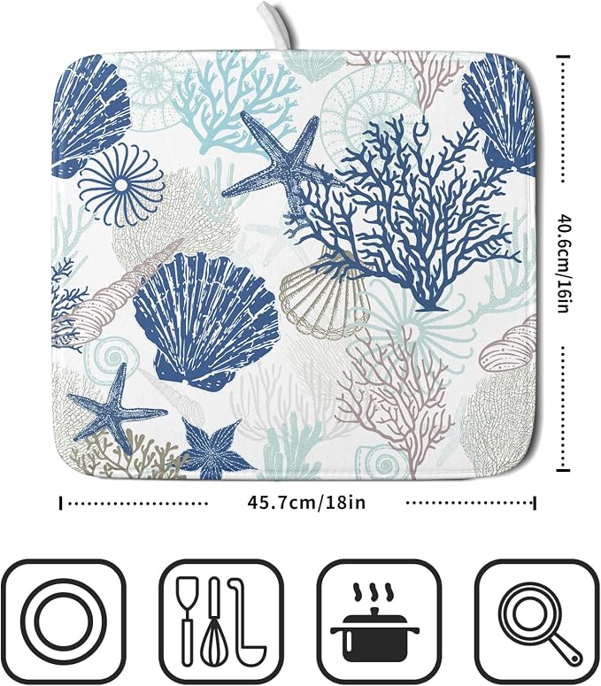 Summer Navy Blue Dish Drying Mat - Image 2
