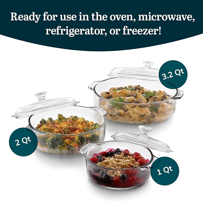 Libbey Baker's Basics 3-Piece Glass Casserole Dishes - Image 2