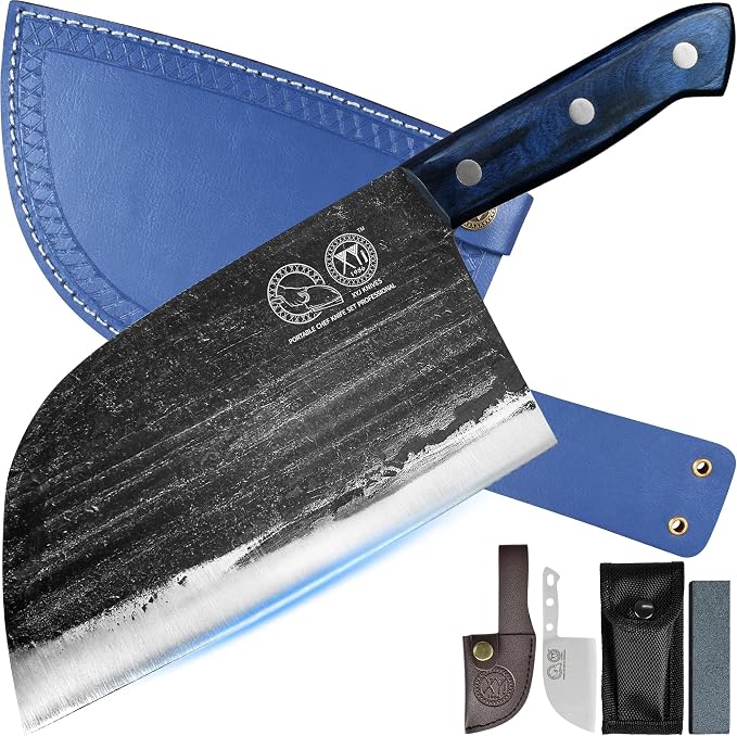 XYJ Authentic Since 1986, Ancient Forged Butcher Knives, Serbian Chef Knife by XYJ