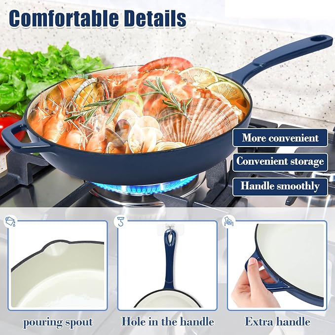 Hisencn Enameled Cast Iron Skillet Set - Image 7