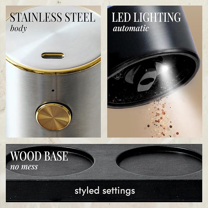 Rechargeable Salt and Pepper Grinder Stainless Steel – Electric Salt and Pepper - Image 5