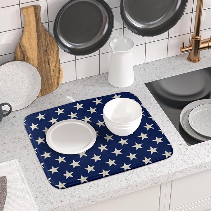 Patriotic July of 4th Blue Star Dish Drying Mat - Image 6