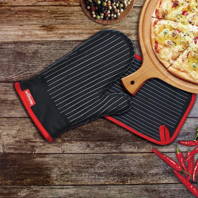 Oven Mitts and Pot Holders Set, Cooking Mitts, Heat Resistant Cooking Mitts and - Image 2