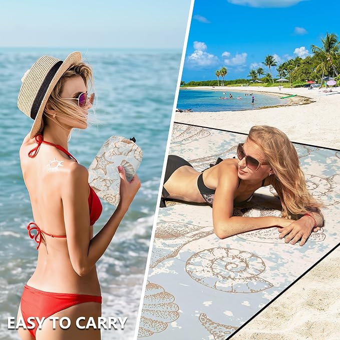 HIHOHO Beach Blanket Waterproof Sandproof Extra Large Beach Mat 79" X - Image 4