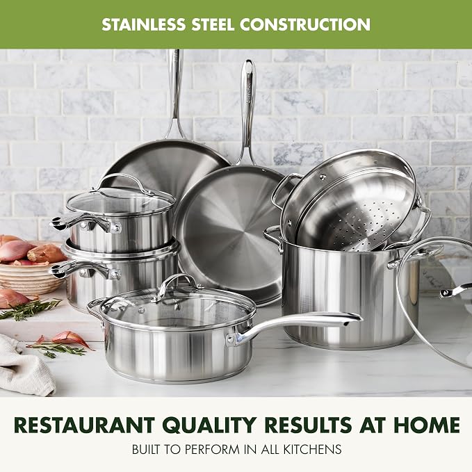 GreenPan Stainless Steel Cookware Set, 11 Piece, Induction Cookware, Dishwasher - Image 2