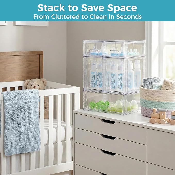 Vtopmart 6 Pack Clear Stackable Storage Drawers, Plastic Drawers - Image 4