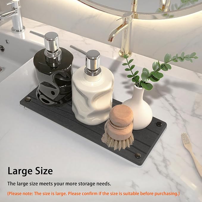 Quick Dry Sink Caddy Kitchen Sink Organizer, Water Absorbing Stone Tray - Image 6