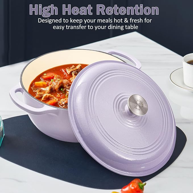 Vivicreate 6 Quart Enameled Cast Iron Dutch Oven Pot - Image 7