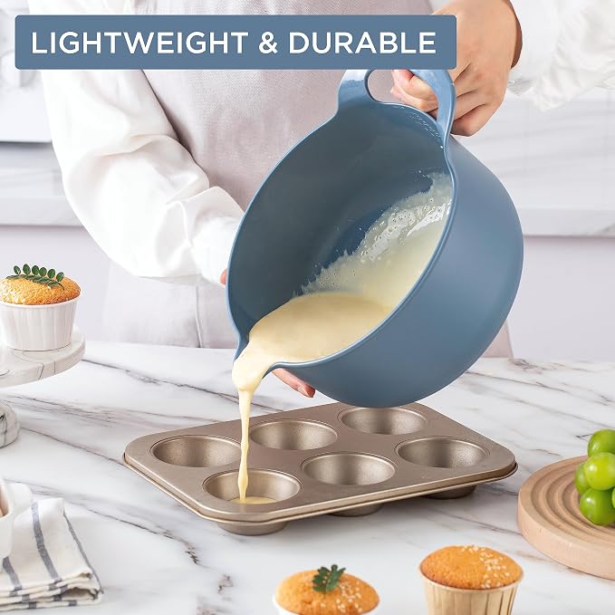 COOK WITH COLOR Nesting Plastic Mixing Bowl Set with Pour Spouts and Handles - Image 3