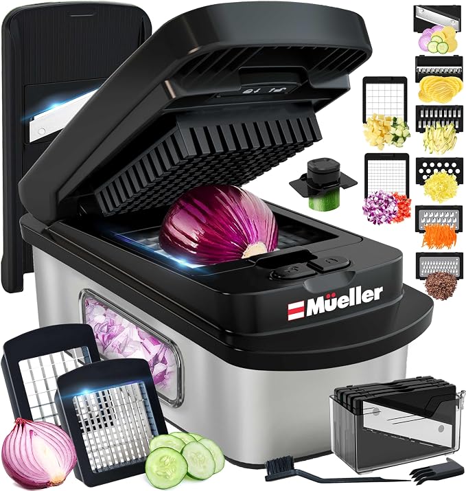 Mueller Pro-Series 10-in-1, 8 Blade Stainless Steel Multi Vegetable Chopper And by Mueller