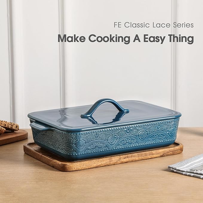 Casserole Dish with Lid, Ceramic 9x13 Casserole Dish - Image 3
