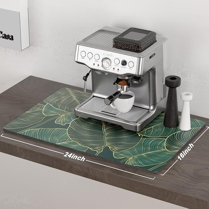 Rnivvi Coffee Mat, Hide Stain Rubber Backed Absorbent Dish Drying Pad - Image 2