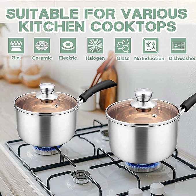 Herogo 3 Quart Saucepan, 18/10 Stainless Steel Sauce Pan Pot - Image 8