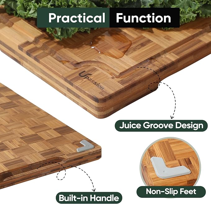 Heavy Duty Bamboo Cutting Board Set 3 Pack Non Toxic Juice Groove Charcuterie - Image 3