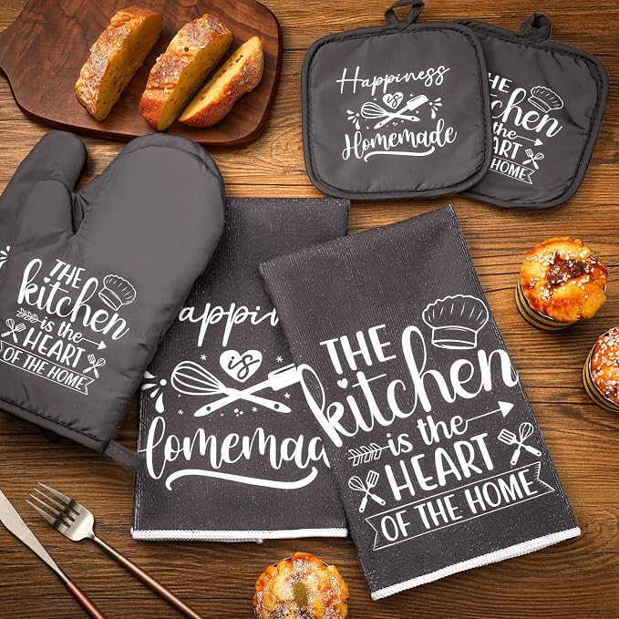 Sratte 6 Pcs Kitchen Decor Accessories Set Farmhouse Towels Pot Holders Oven - Image 6