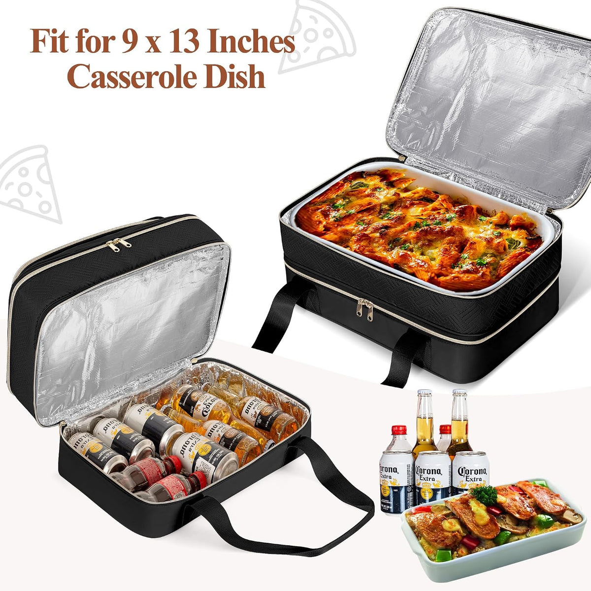 Insulated Casserole Carrier for Hot or Cold Food,Lasagna Lugger Tote