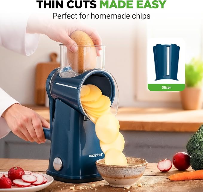 NutriChef 5 in 1 Cheese Grater & Shredder | 5 Different Blades - Image 6