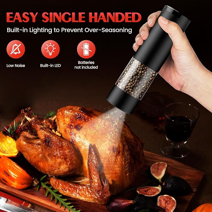 Electric Salt and Pepper Grinder Set Automatic Battery Pepper Mill Shakers - Image 3