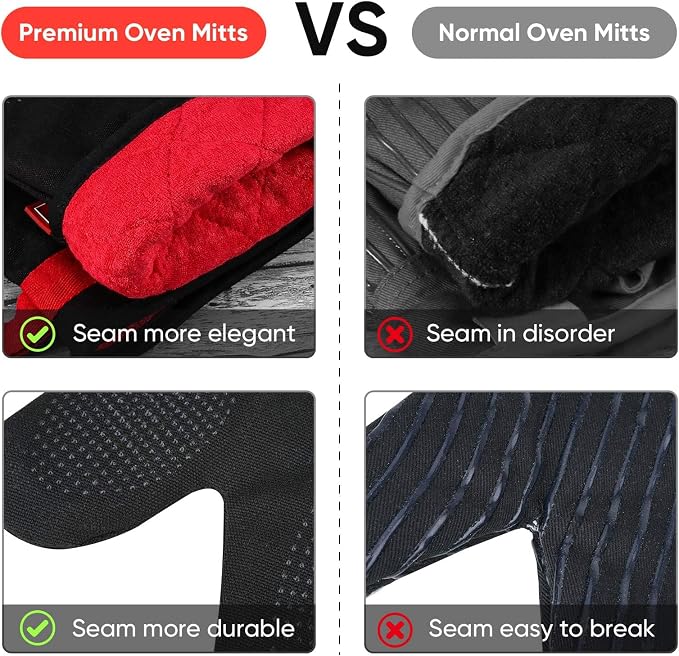 Silicone Oven Mitts, Magnetic Oven Mitt Set, Cotton Oven Mits Heat Resistant - Image 4