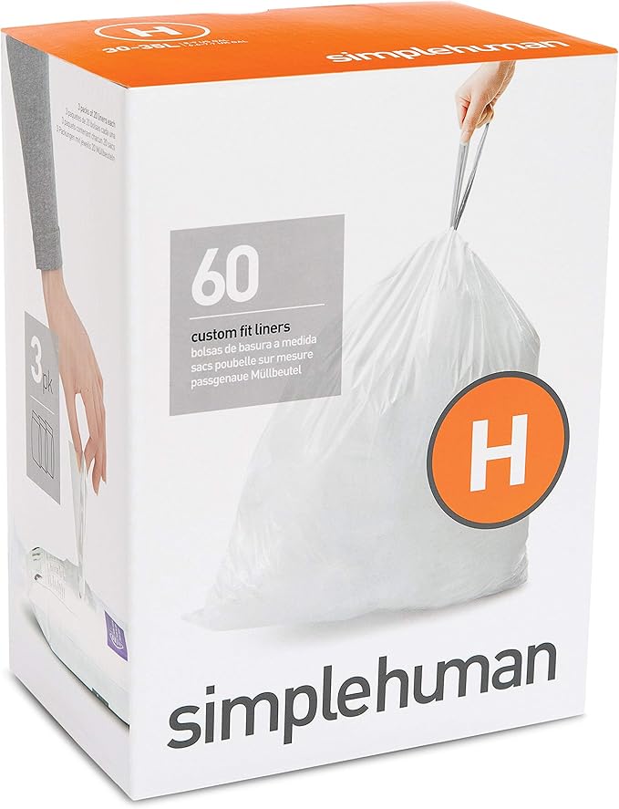 Simplehuman Trash Liner Code H Custom Fit Liners White / 60 Liners by Simplehuman