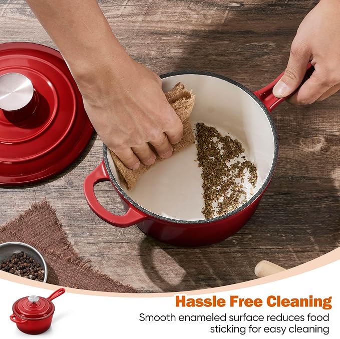 Homikit 1 QT & 2 QT Saucepan Set, Enameled Cast Iron Saucepan - Image 8