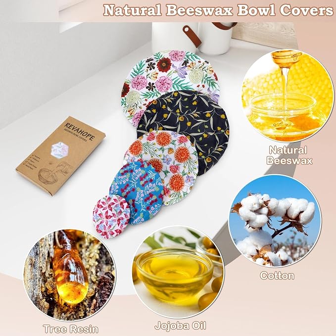 5-Size Reusable Beeswax Bowl Covers - Image 3