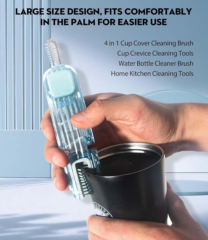 VIDONIO 4 in 1 Cup Lid Gap Cleaning Brush, Mutipurpose Tiny Silicone Cup Holder - Image 4