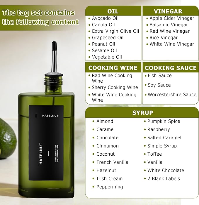 R DRURLCD Dark Green Glass Olive Oil Dispenser Set of 2, 16.9oz/500ml Curved - Image 7