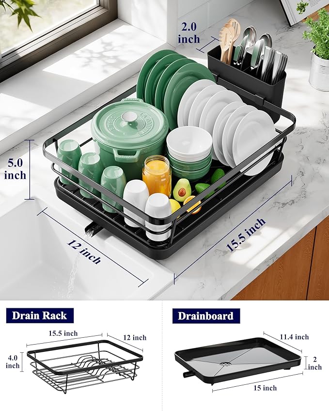 Kitsure Dish Drying Rack for Kitchen Counter, Stainless Steel Sink Organization - Image 5