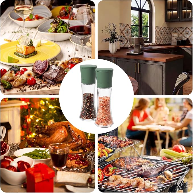 VEVOK CHEF Green Salt and Pepper Grinder Mill Set Stainless Steel Pepper Shaker - Image 5