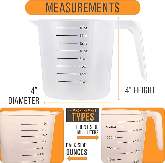 U.S. Kitchen Supply Plastic Measuring Cups - 16 oz Liquid Measuring Cup Set of - Image 3