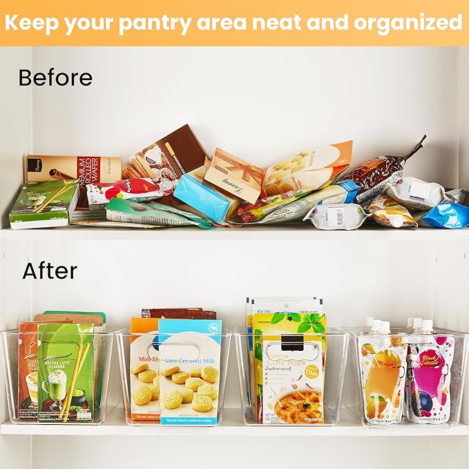 YIHONG 12 Pack Clear Pantry Organizer Bins, Plastic Containers - Image 3