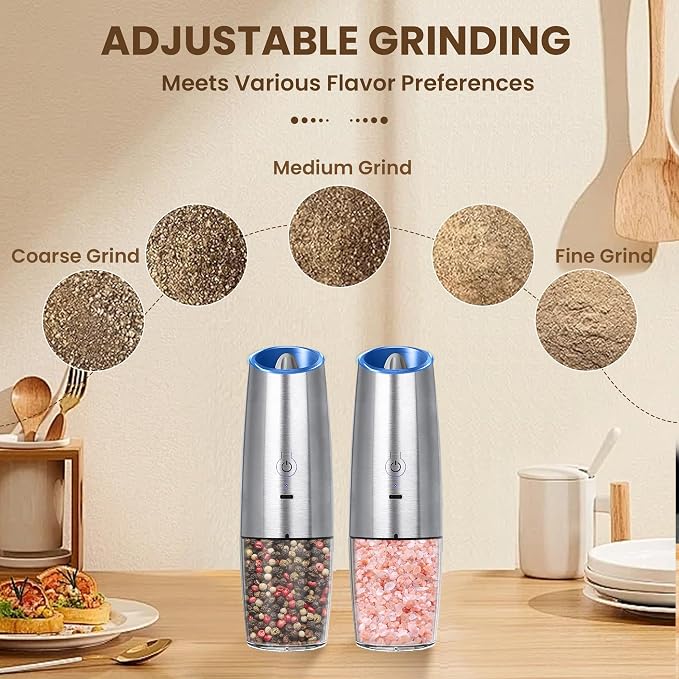Rechargeable Electric Salt And Pepper Grinder Set, Automatic Gravity Electric - Image 3
