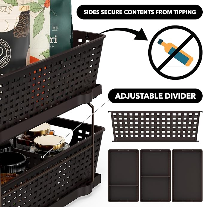 Simple Houseware 2 Tier Bathroom Organizer Tray Pull-Out Sliding Drawer - Image 5